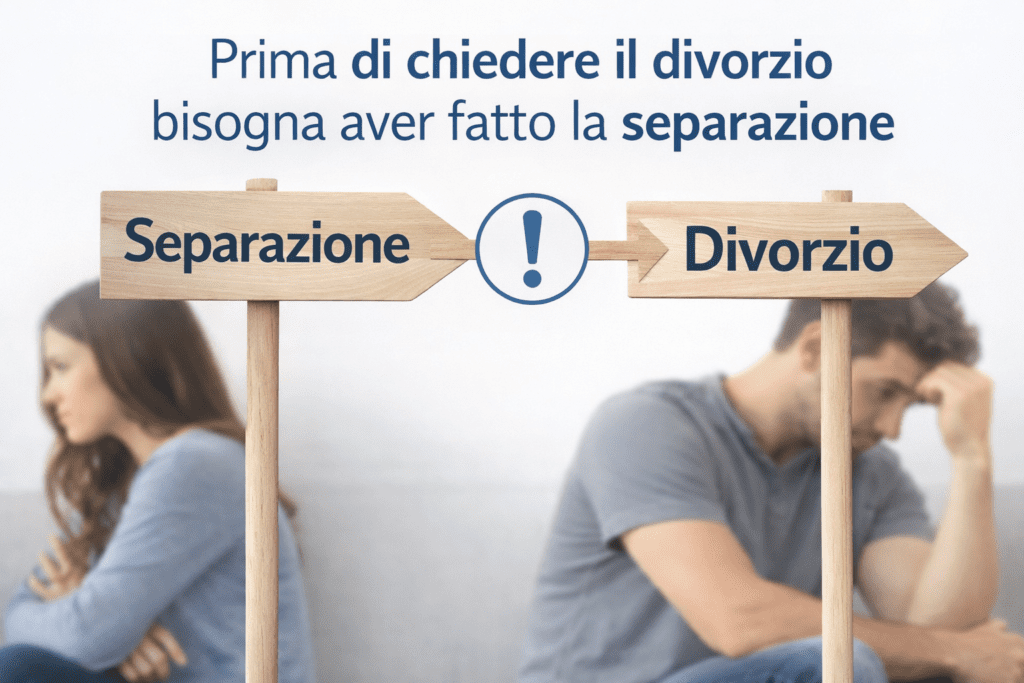 Prima di fare il divorzio bisogna avviare la Separazione. Non esiste il divorzio diretto